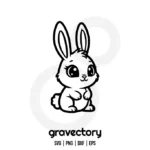 Kawaii Bunny Outline SVG Free