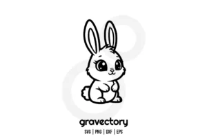 Kawaii Bunny Outline SVG Free