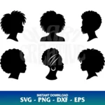 afro woman silhouette svg bundle
