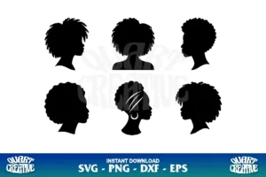 afro woman silhouette svg bundle