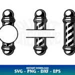 Barber Pole Monogram SVG Cut File