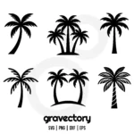 coconut tree silhouette svg file bundle