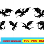flying dragon silhouette svg bundle