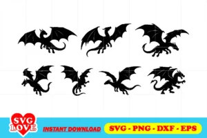flying dragon silhouette svg bundle