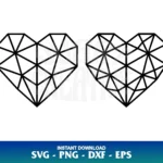geometric heart svg cut file