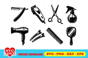 hairdresser tools svg bundle