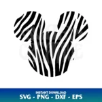 Mickey Head Zebra Print SVG Clipart