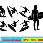 surfing silhouette svg bundle