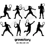 tennis player silhouette svg bundle