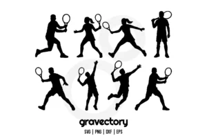 tennis player silhouette svg bundle