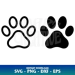 dog paw outline svg cricut