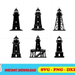 lighthouse silhouette svg bundle