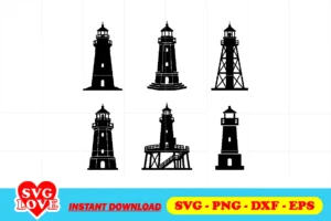 lighthouse silhouette svg bundle