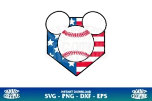 mickey baseball us flag svg