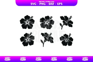 Hibiscus Flower Silhouette SVG Bundle