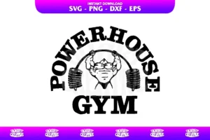 power house gym logo svg cut file