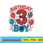 3rd birthday boy spider svg cake topper png