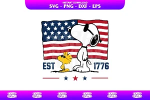 Snoopy US Flag SVG Clipart