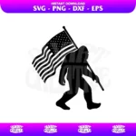 bigfoot holding us flag SVG Cricut