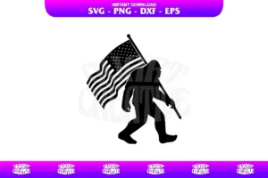 bigfoot holding us flag SVG Cricut