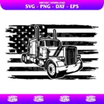 Semi truck us flag SVG Cricut