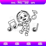 baby jj cocomelon outline svg cricut