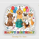 Dogs Birthday Cake Topper PNG Transparent