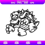 mario bowser outline svg cricut