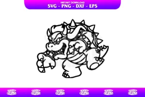 mario bowser outline svg cricut